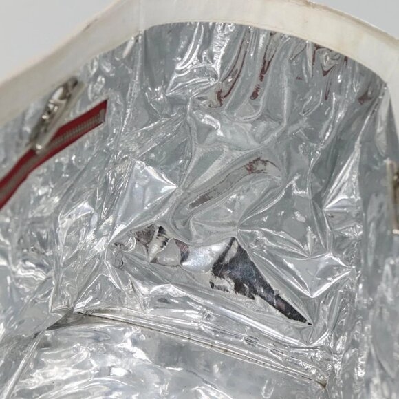 CHANEL Choco Bar COCO Mark Chain Hand Bag Canvas Beige Silver CC Auth BA4601 - Picture 12 of 16